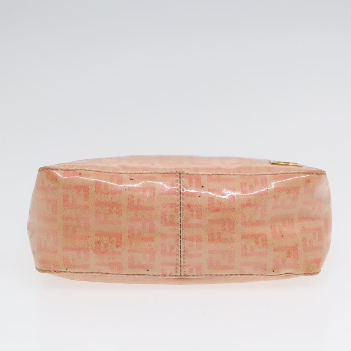 FENDI Zucchino Canvas Hand Bag Enamel Orange Gold 90583