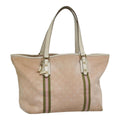 GUCCI GG Canvas Sherry Line Tote Bag Pink White gold 139260 90584