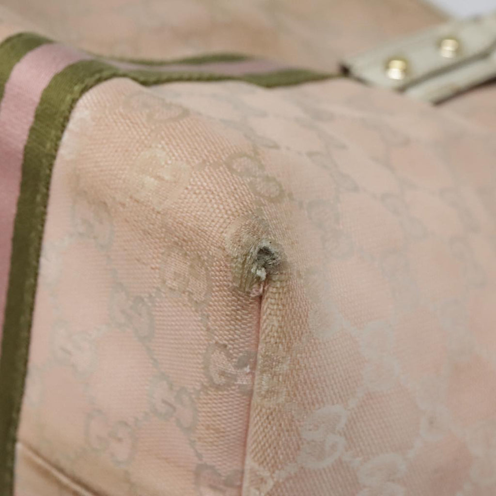 GUCCI GG Canvas Sherry Line Tote Bag Pink White gold 139260 90584