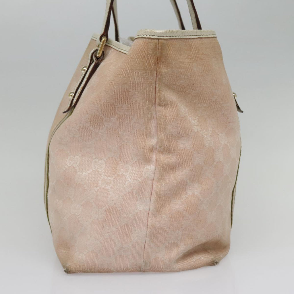 GUCCI GG Canvas Sherry Line Tote Bag Pink White gold 139260 90584
