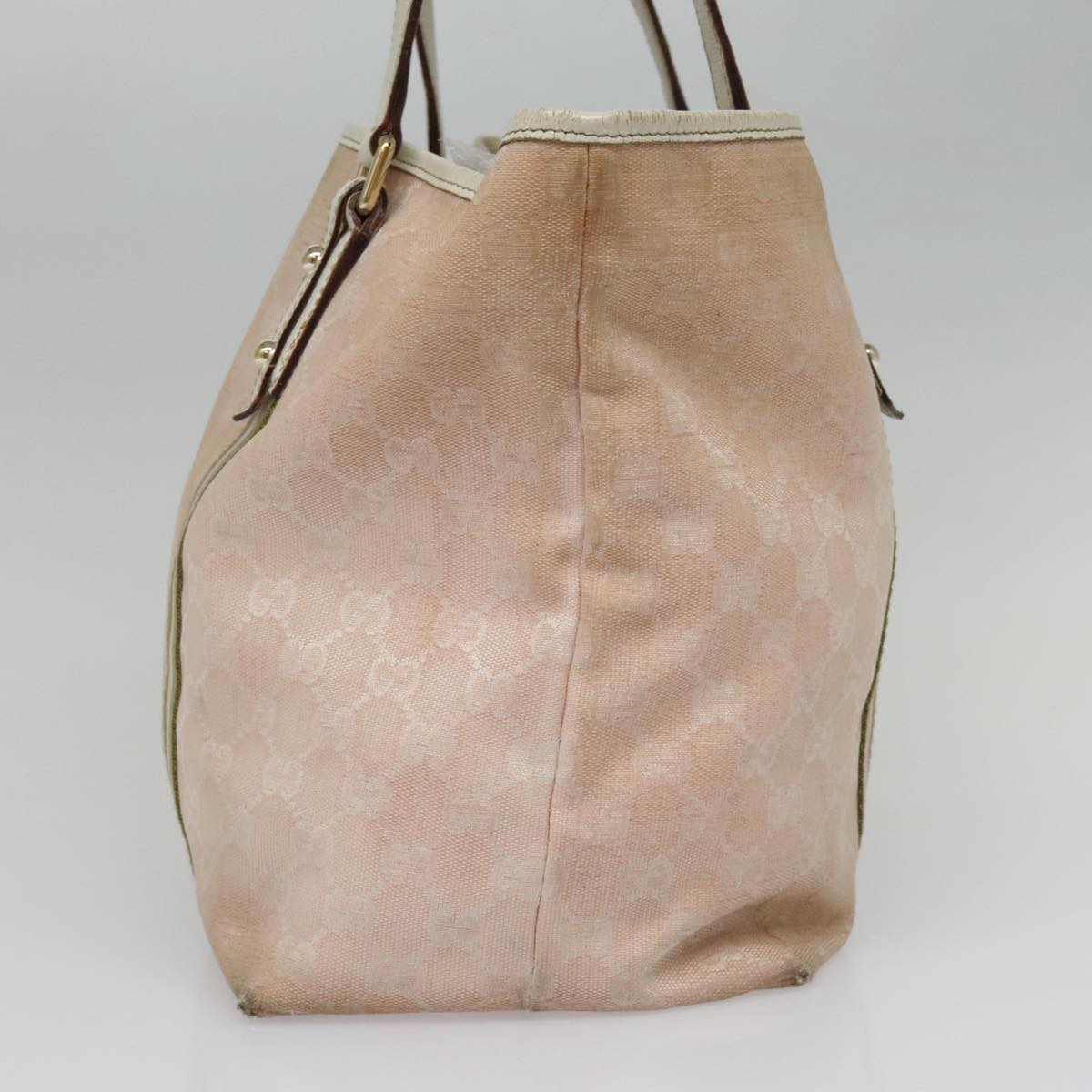 GUCCI GG Canvas Sherry Line Tote Bag Pink White gold 139260 90584