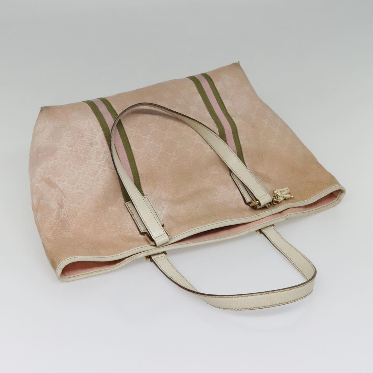 GUCCI GG Canvas Sherry Line Tote Bag Pink White gold 139260 90584