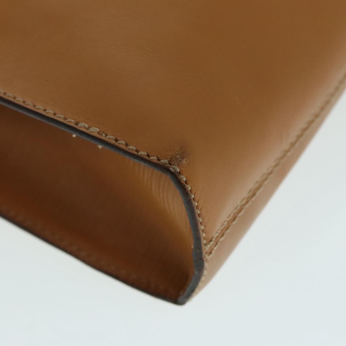 FENDI Document Case Clutch Bag Leather Brown Gold 90585