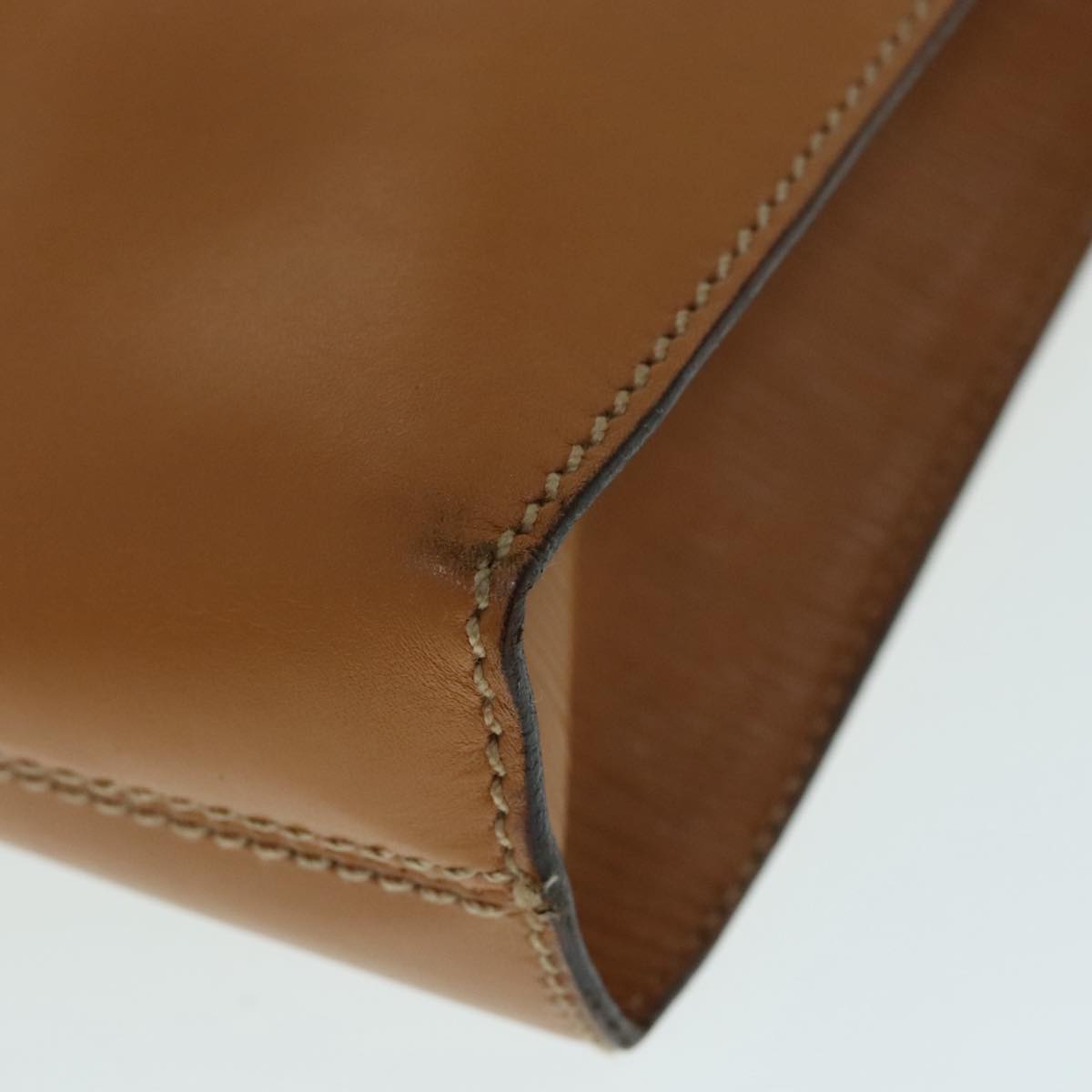 FENDI Document Case Clutch Bag Leather Brown Gold 90585