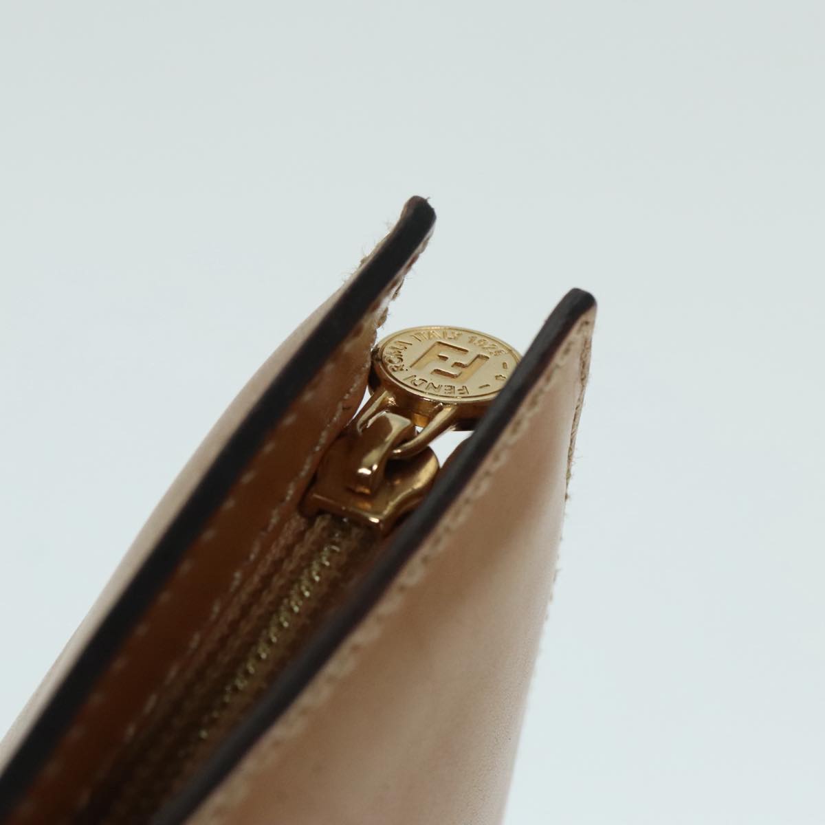 FENDI Document Case Clutch Bag Leather Brown Gold 90585
