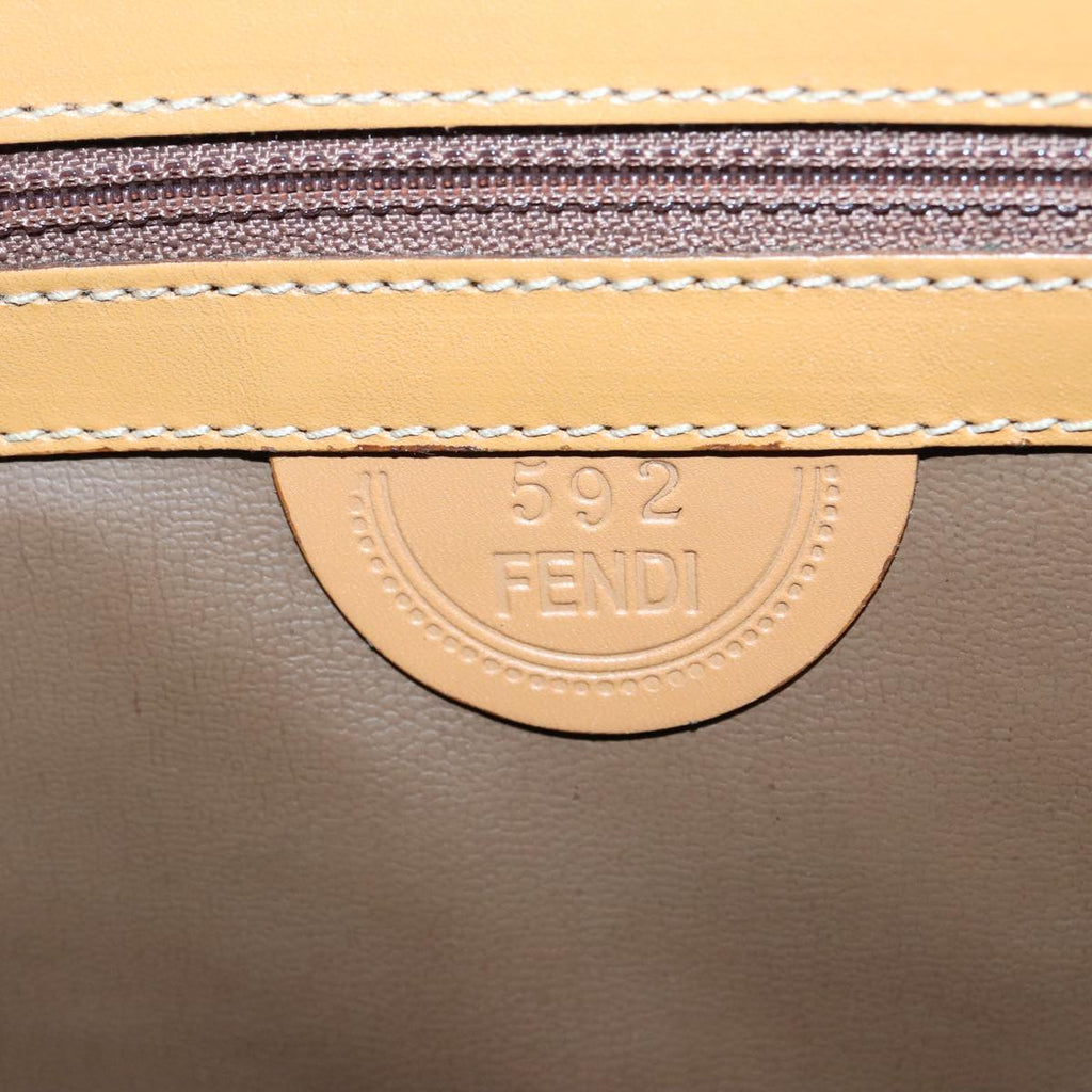FENDI Document Case Clutch Bag Leather Brown Gold 90585