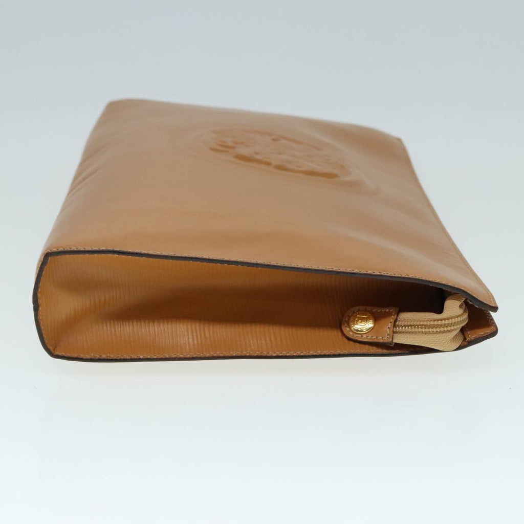 FENDI Document Case Clutch Bag Leather Brown Gold 90585