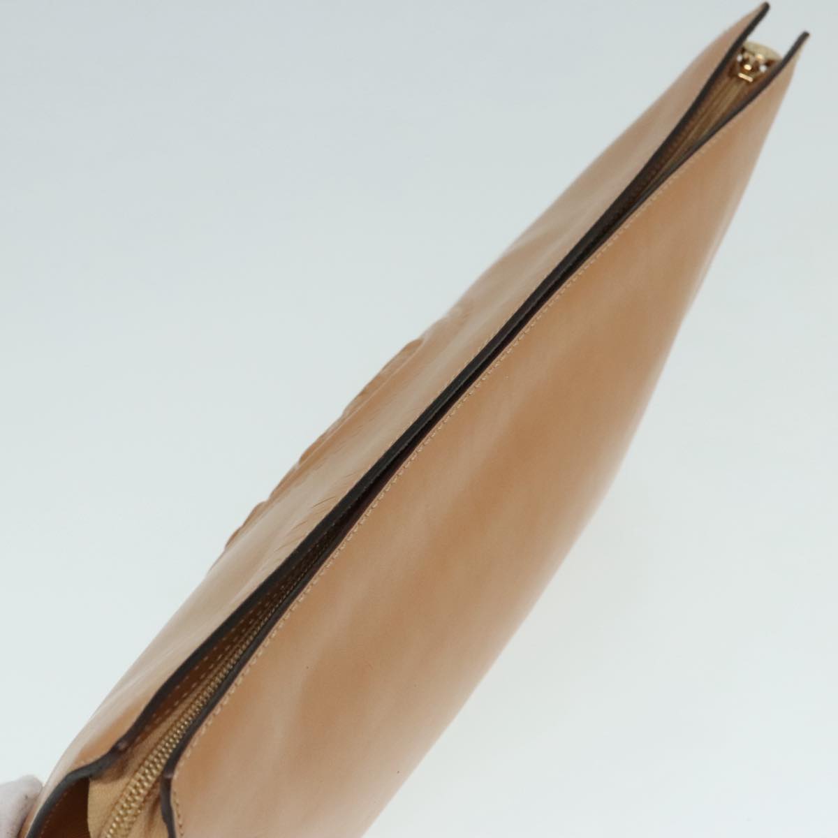 FENDI Document Case Clutch Bag Leather Brown Gold 90585