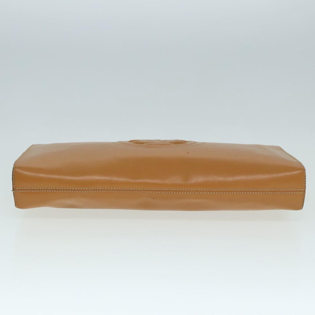 FENDI Document Case Clutch Bag Leather Brown Gold 90585