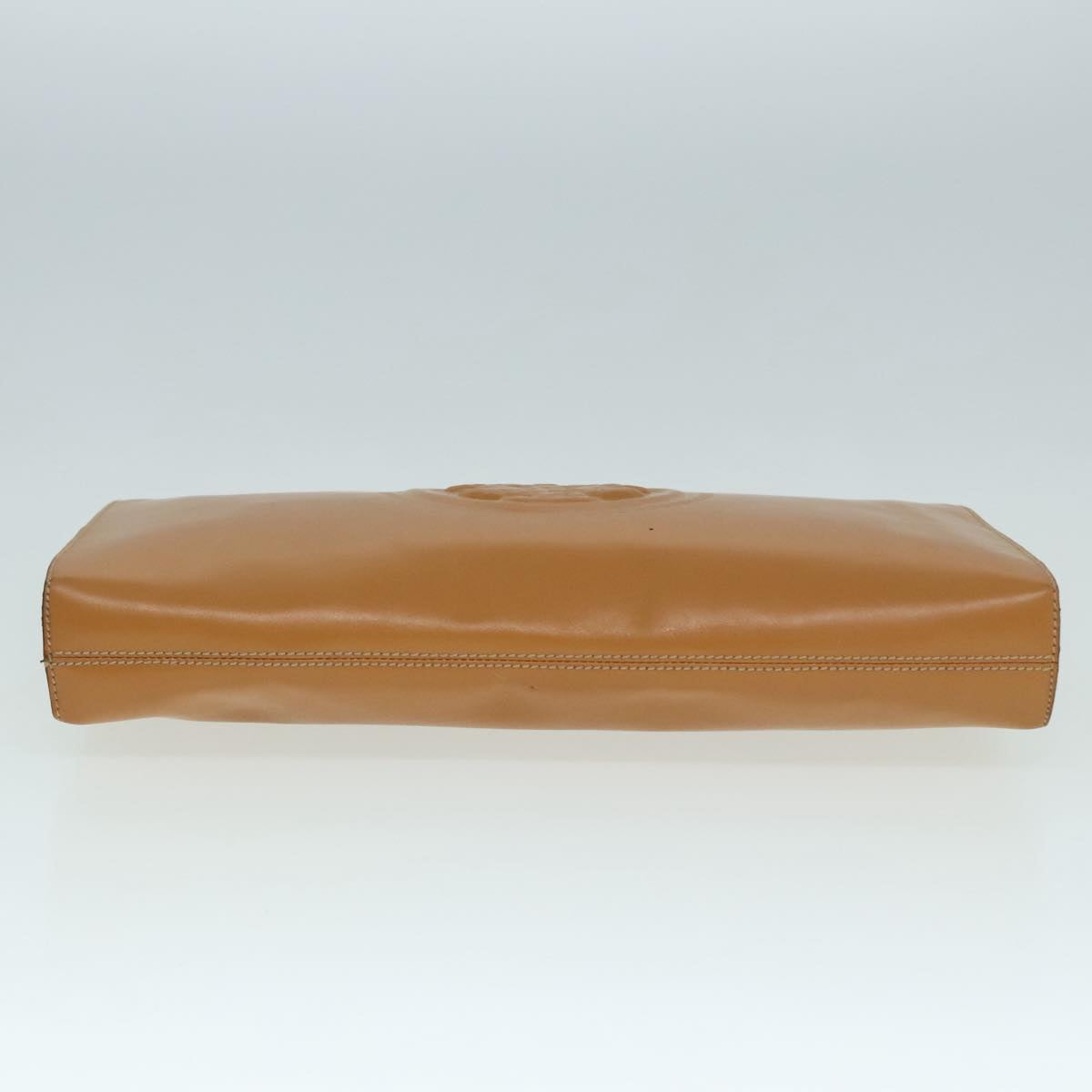 FENDI Document Case Clutch Bag Leather Brown Gold 90585