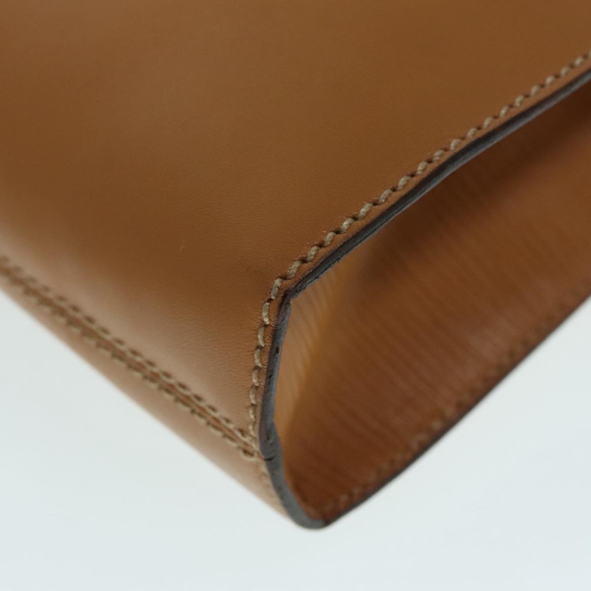 FENDI Document Case Clutch Bag Leather Brown Gold 90585
