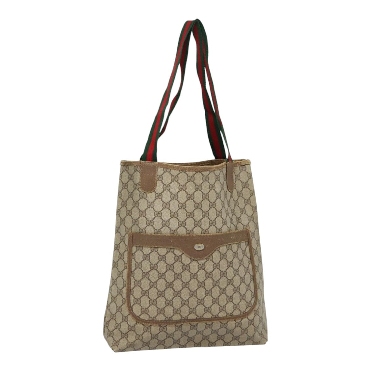 GUCCI GG Supreme Web Sherry Line Tote Bag PVC Leather Beige 40 02 003 90589