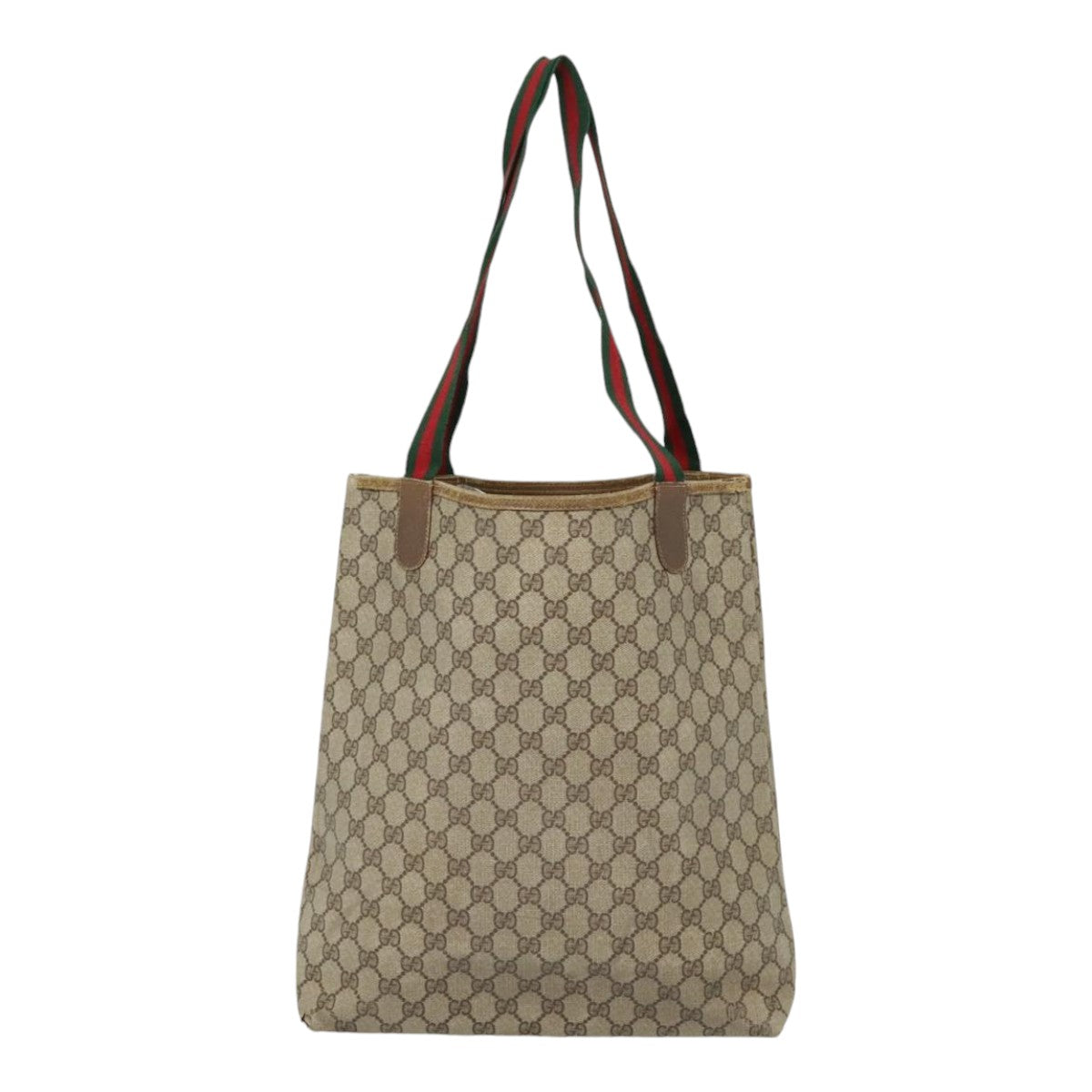 GUCCI GG Supreme Web Sherry Line Tote Bag PVC Leather Beige 40 02 003 90589