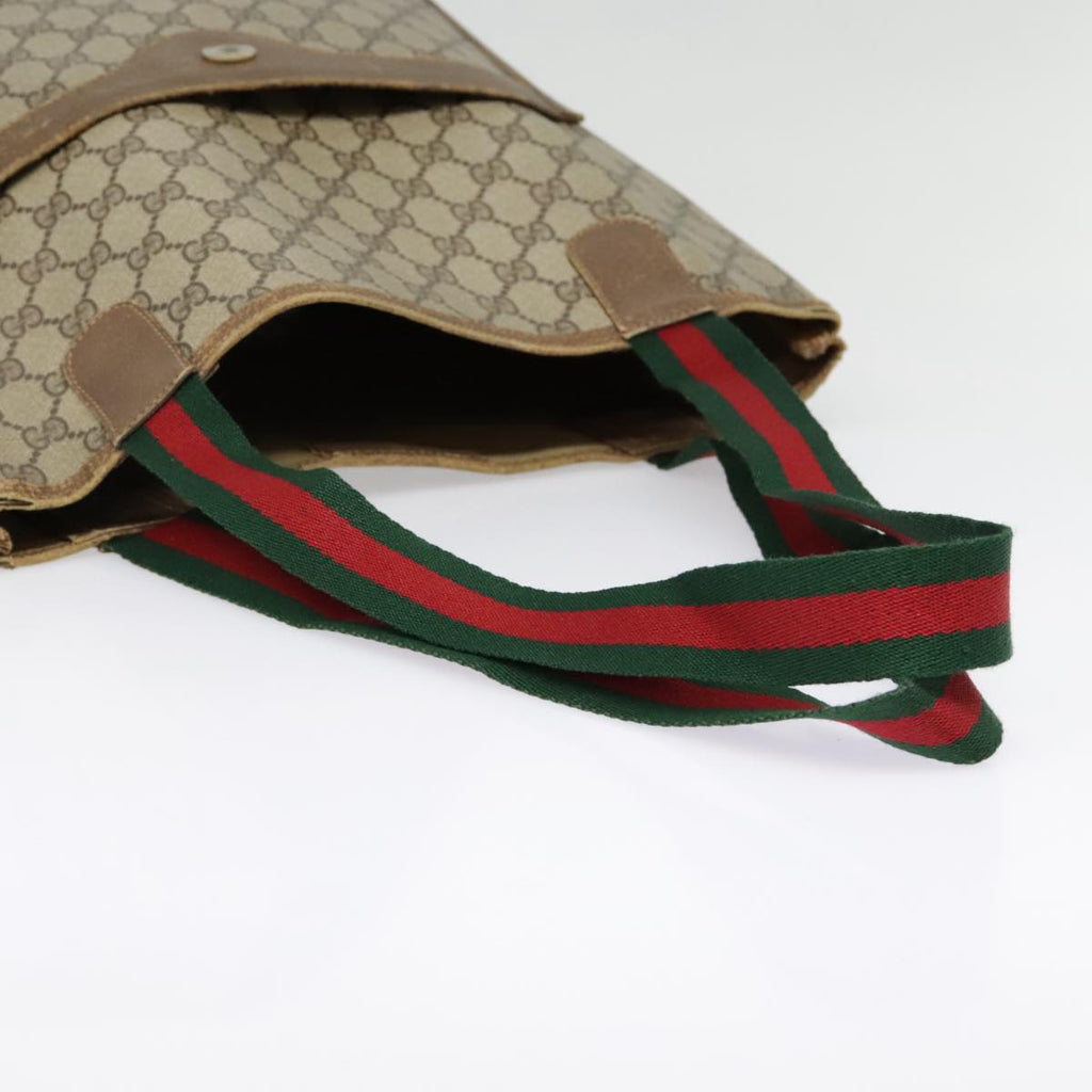 GUCCI GG Supreme Web Sherry Line Tote Bag PVC Leather Beige 40 02 003 90589