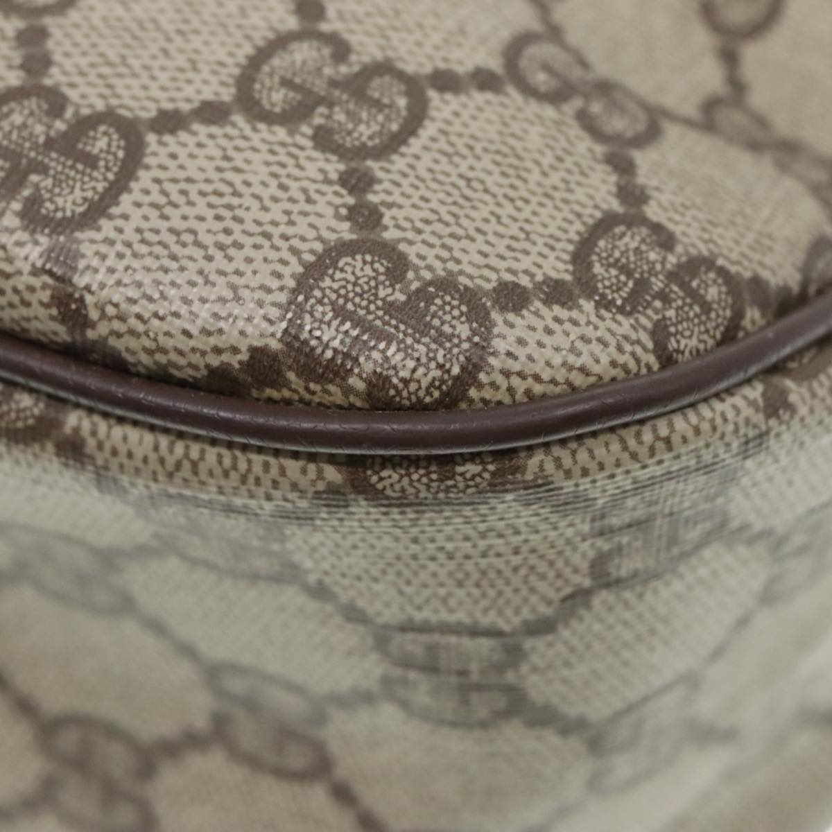 GUCCI GG Supreme Web Sherry Line Shoulder Bag PVC Beige Gold 90590