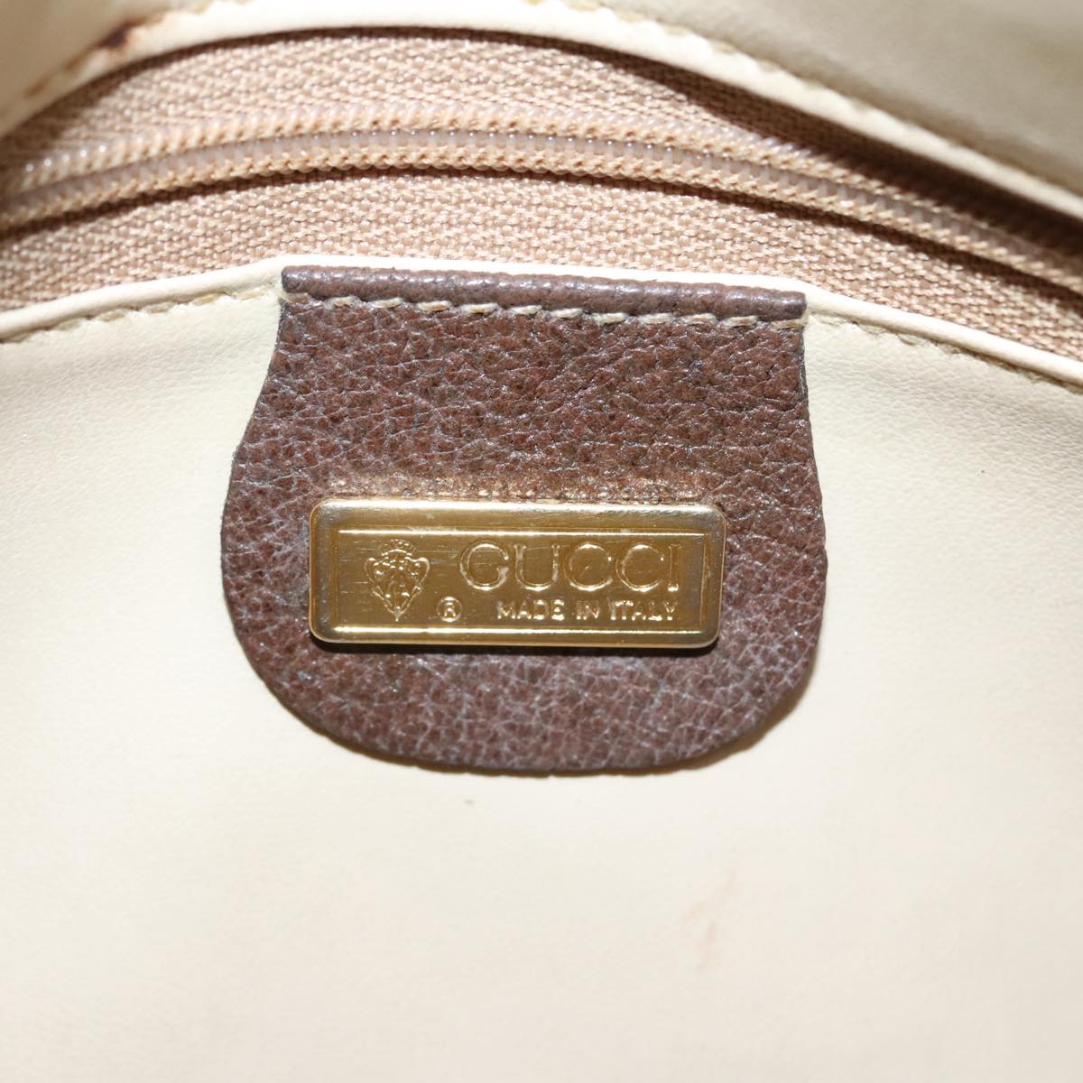 GUCCI GG Supreme Web Sherry Line Shoulder Bag PVC Beige Gold 90590