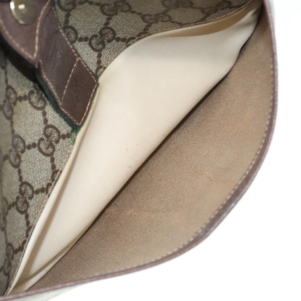 GUCCI GG Supreme Web Sherry Line Shoulder Bag PVC Beige Gold 90590