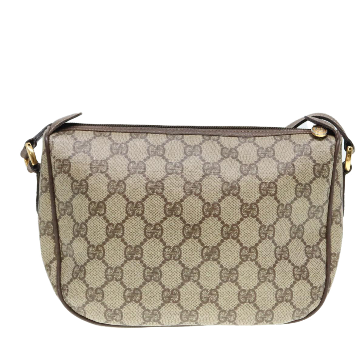 GUCCI GG Supreme Web Sherry Line Shoulder Bag PVC Beige Gold 90590