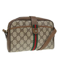 GUCCI GG Supreme Web Sherry Line Shoulder Bag PVC Beige Gold 90595