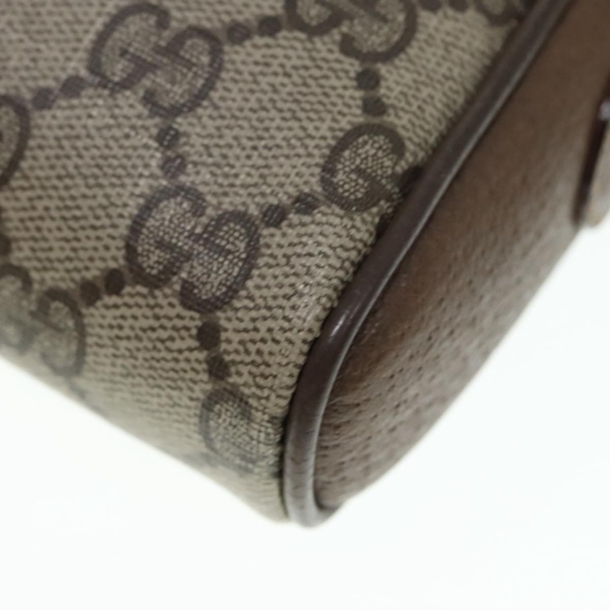 GUCCI GG Supreme Web Sherry Line Shoulder Bag PVC Beige Gold 90595