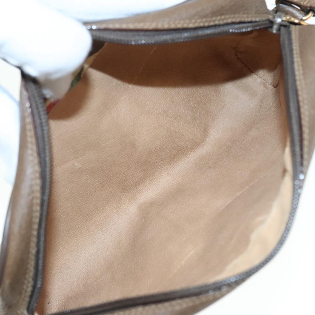 GUCCI GG Supreme Web Sherry Line Shoulder Bag PVC Beige Gold 90595