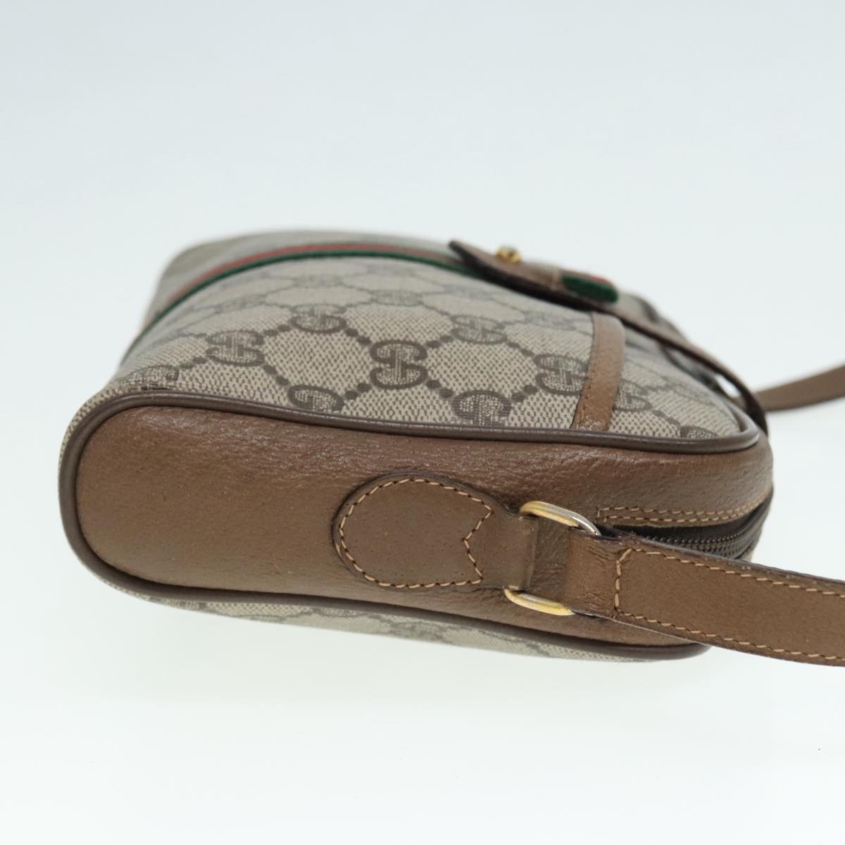 GUCCI GG Supreme Web Sherry Line Shoulder Bag PVC Beige Gold 90595