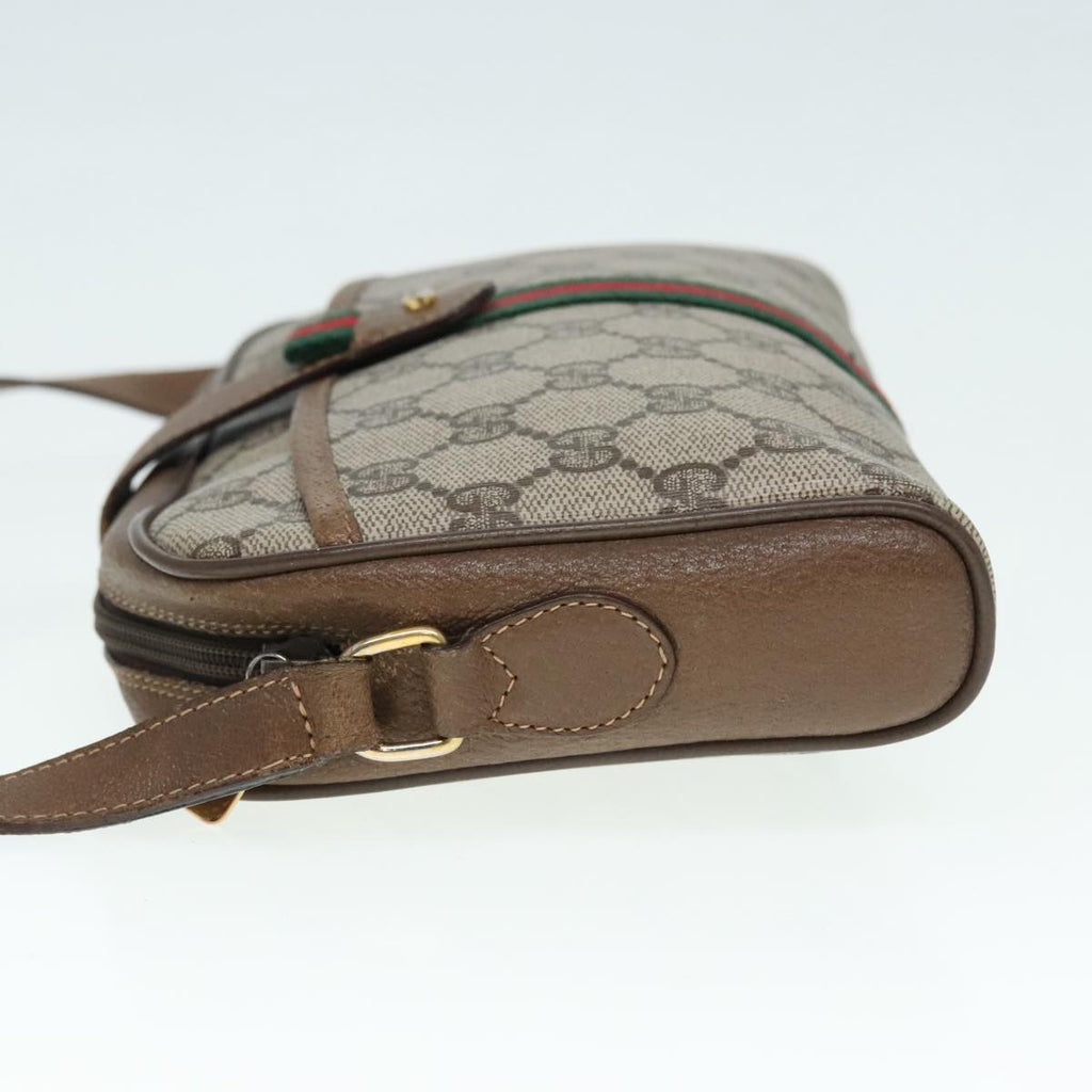 GUCCI GG Supreme Web Sherry Line Shoulder Bag PVC Beige Gold 90595