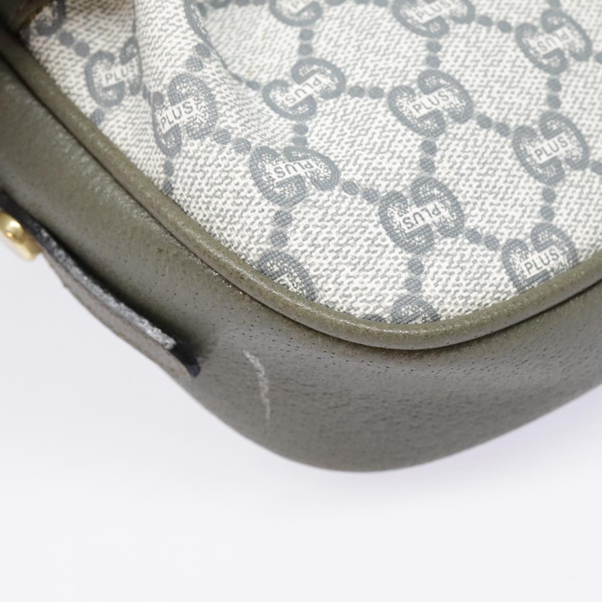 GUCCI GG Plus Supreme Shoulder Bag PVC Gray Gold 90605