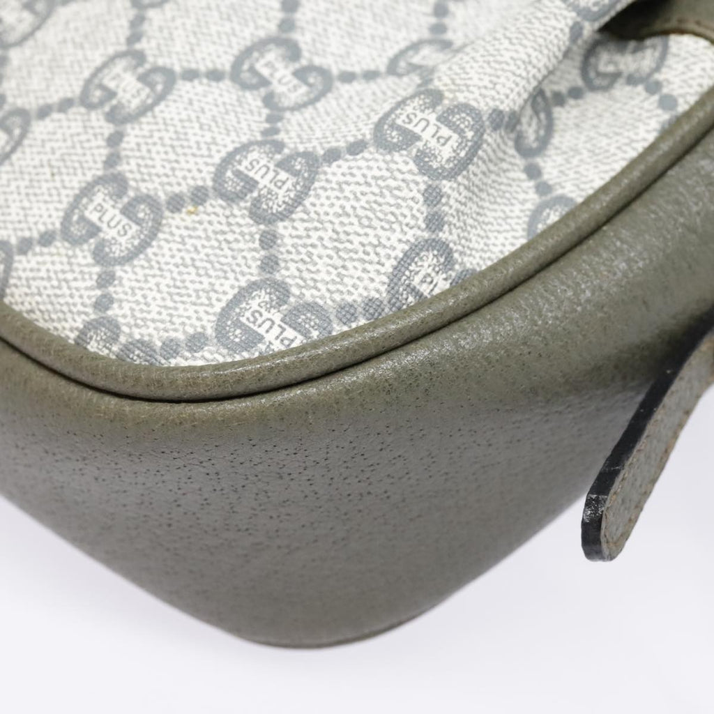 GUCCI GG Plus Supreme Shoulder Bag PVC Gray Gold 90605