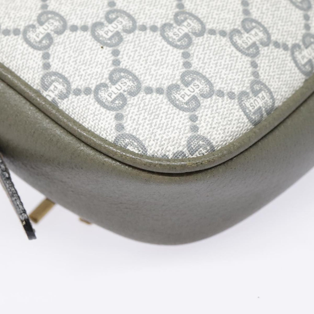 GUCCI GG Plus Supreme Shoulder Bag PVC Gray Gold 90605