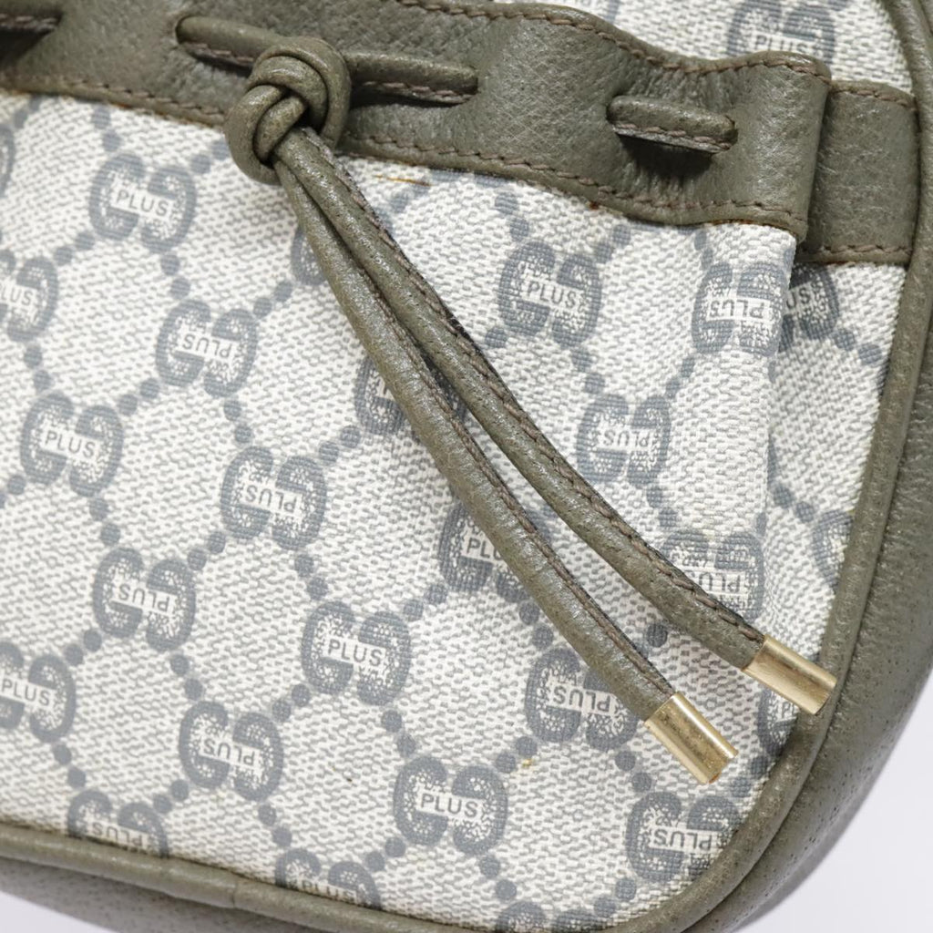 GUCCI GG Plus Supreme Shoulder Bag PVC Gray Gold 90605