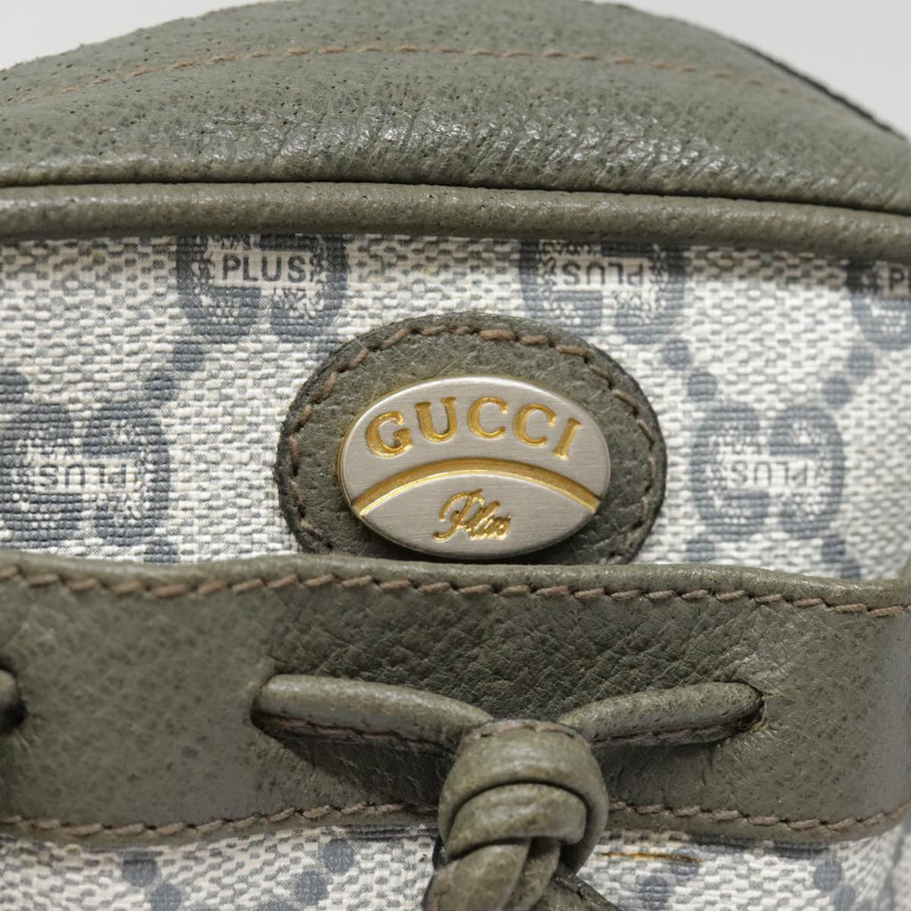 GUCCI GG Plus Supreme Shoulder Bag PVC Gray Gold 90605