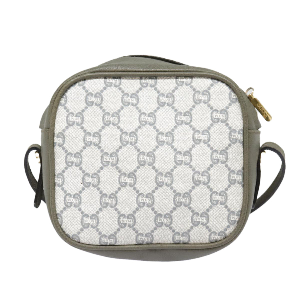GUCCI GG Plus Supreme Shoulder Bag PVC Gray Gold 90605