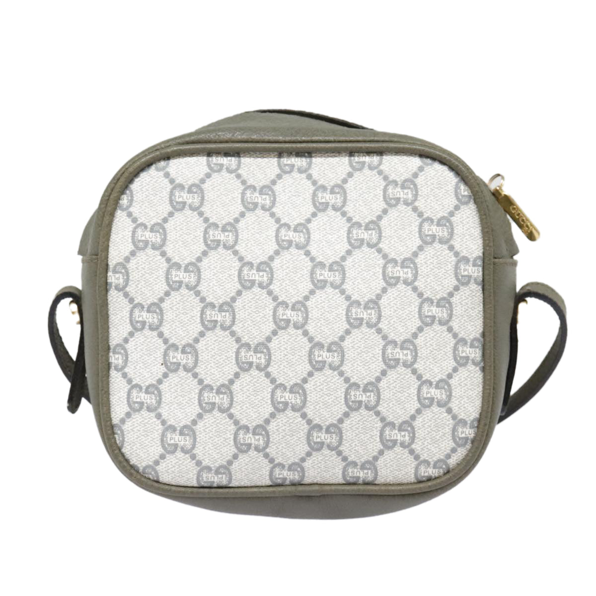 GUCCI GG Plus Supreme Shoulder Bag PVC Gray Gold 90605