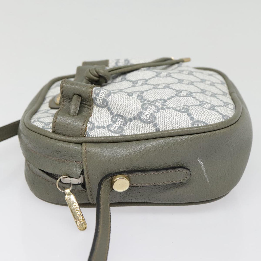 GUCCI GG Plus Supreme Shoulder Bag PVC Gray Gold 90605