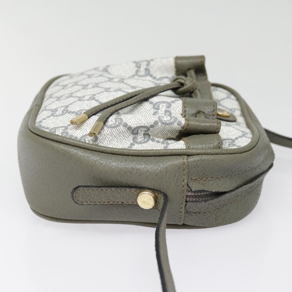GUCCI GG Plus Supreme Shoulder Bag PVC Gray Gold 90605