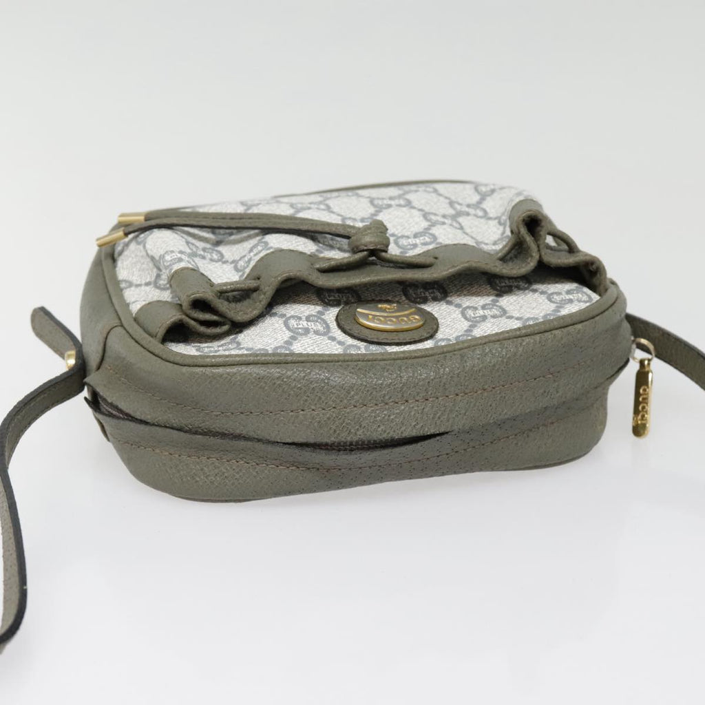 GUCCI GG Plus Supreme Shoulder Bag PVC Gray Gold 90605
