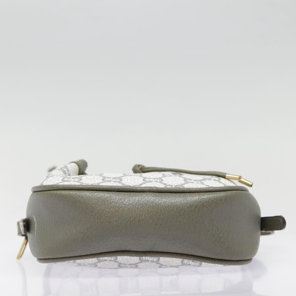 GUCCI GG Plus Supreme Shoulder Bag PVC Gray Gold 90605