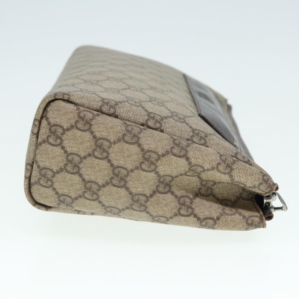 GUCCI GG Supreme Clutch Bag PVC Leather Beige Silver 101633 90613
