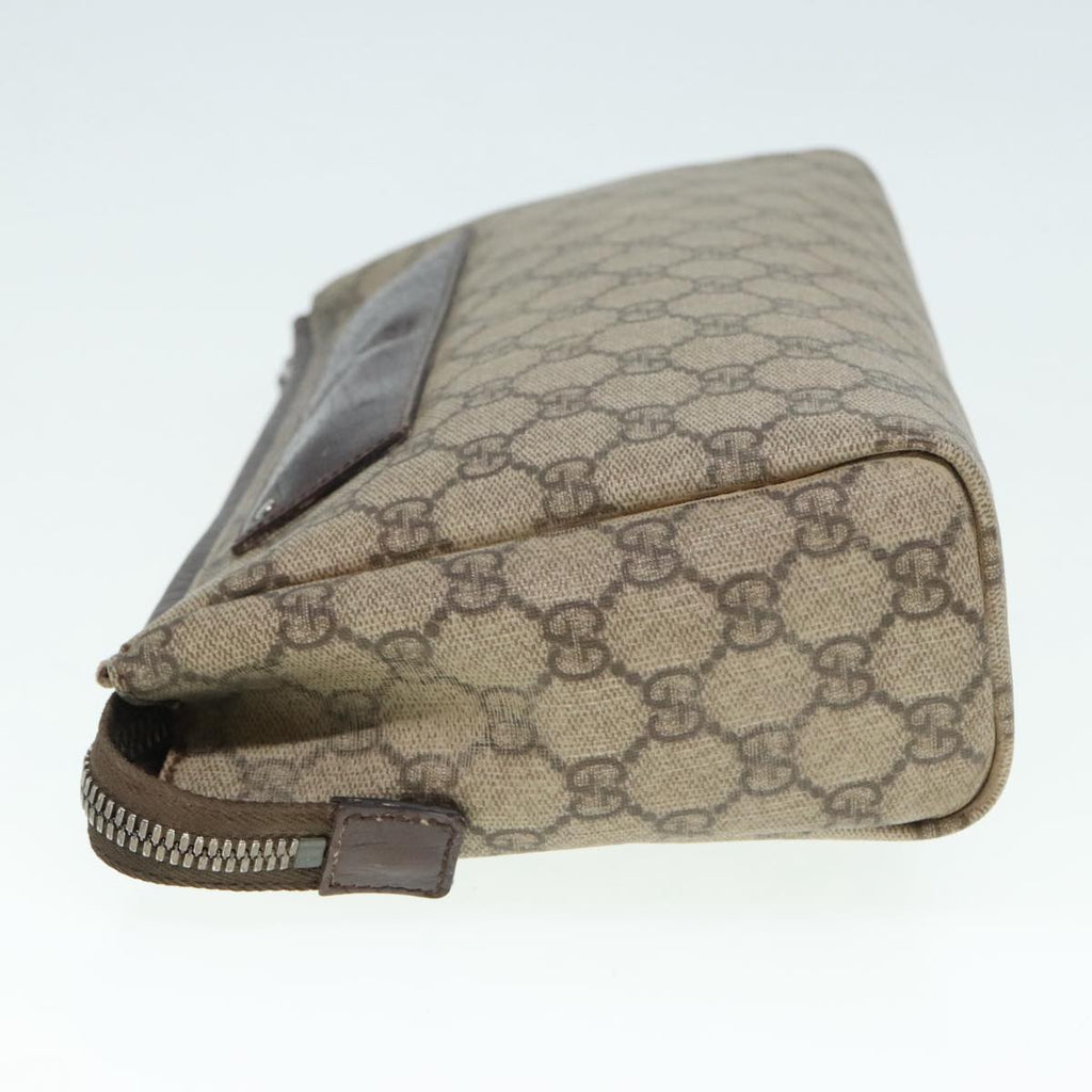 GUCCI GG Supreme Clutch Bag PVC Leather Beige Silver 101633 90613