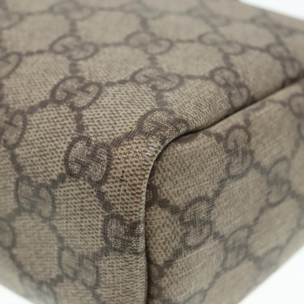 GUCCI GG Supreme Clutch Bag PVC Leather Beige Silver 101633 90613