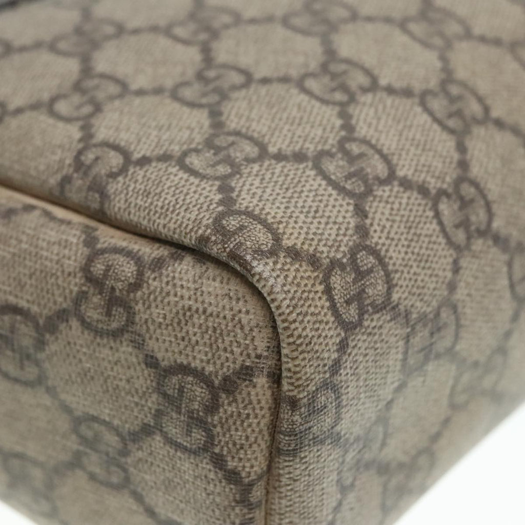 GUCCI GG Supreme Clutch Bag PVC Leather Beige Silver 101633 90613