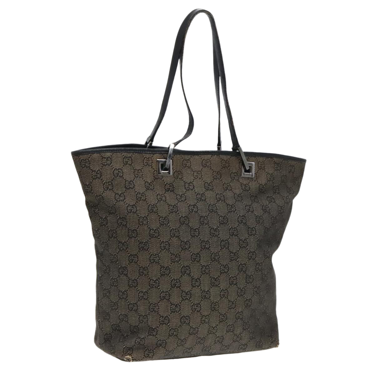 GUCCI GG Canvas Tote Bag Black Silver 31243 90627
