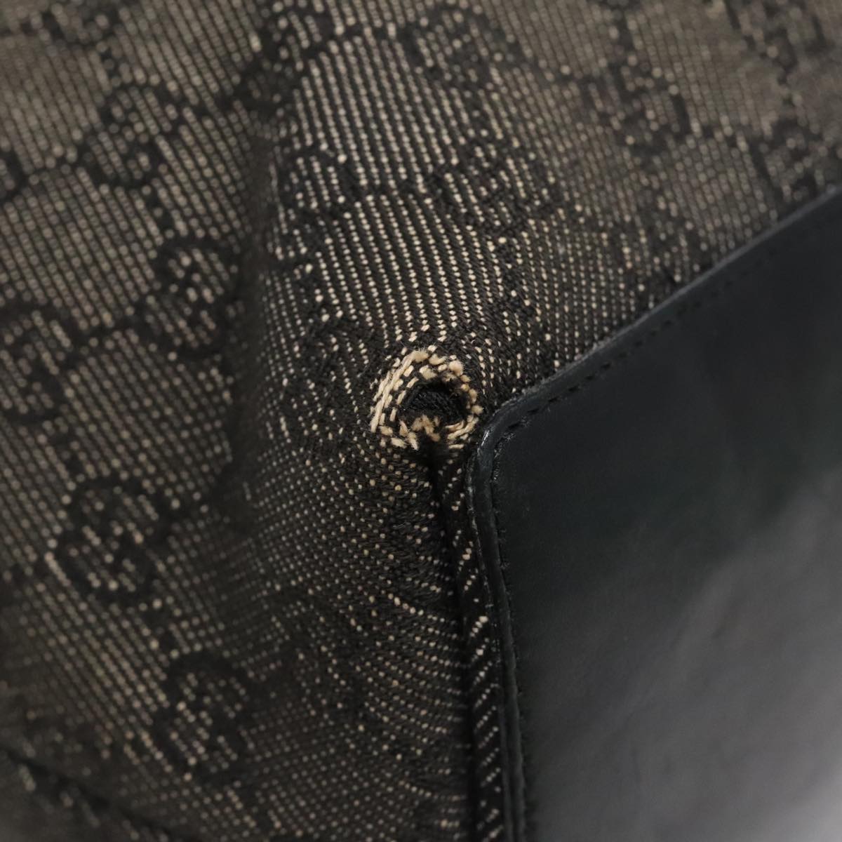 GUCCI GG Canvas Tote Bag Black Silver 31243 90627