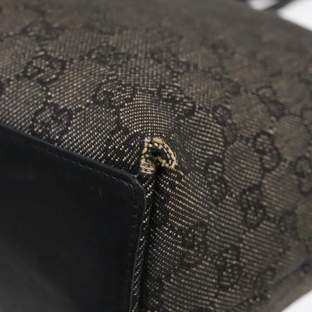 GUCCI GG Canvas Tote Bag Black Silver 31243 90627