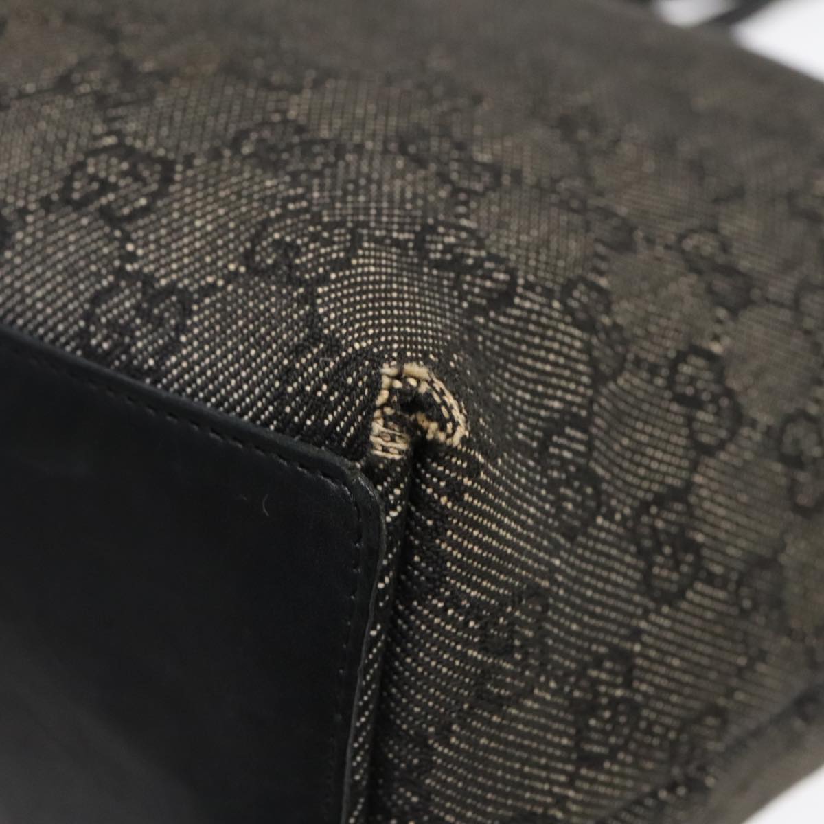 GUCCI GG Canvas Tote Bag Black Silver 31243 90627