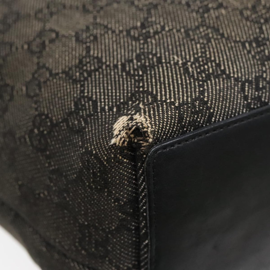 GUCCI GG Canvas Tote Bag Black Silver 31243 90627