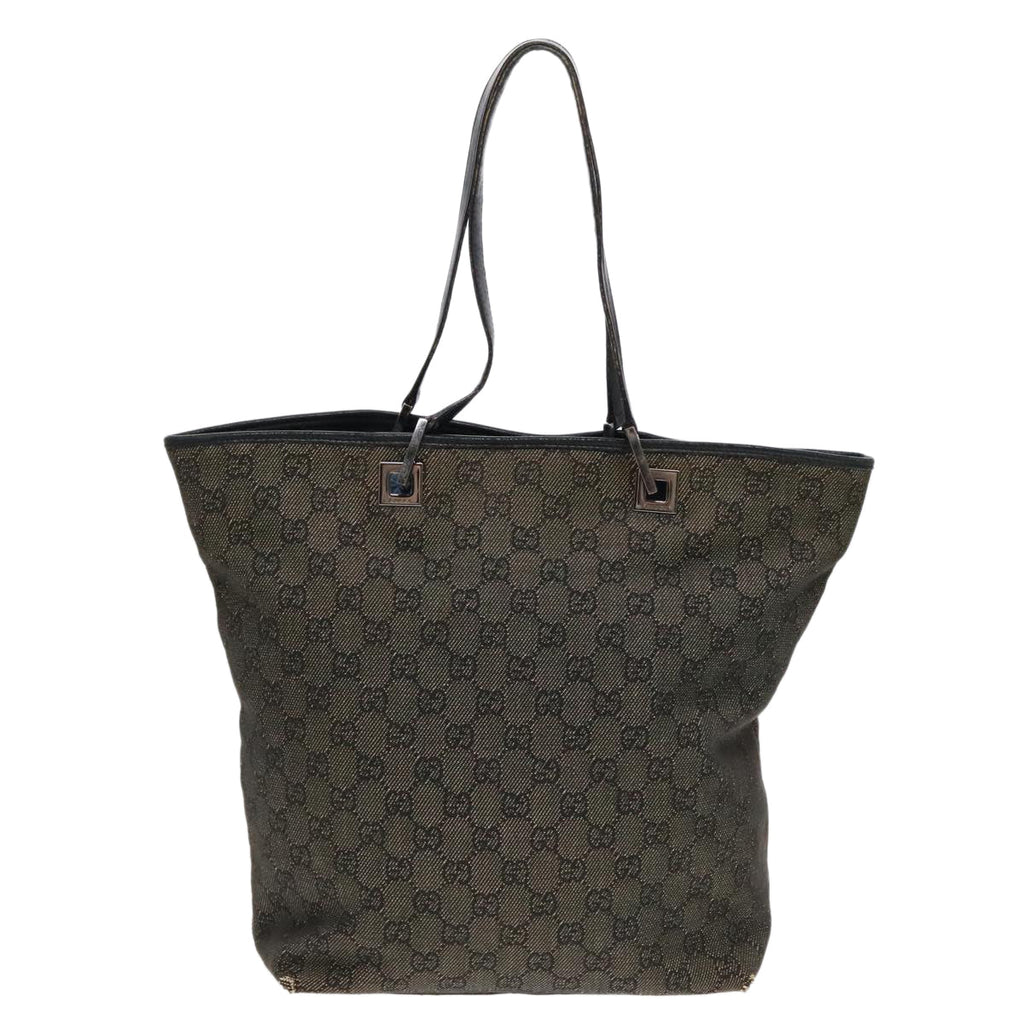 GUCCI GG Canvas Tote Bag Black Silver 31243 90627