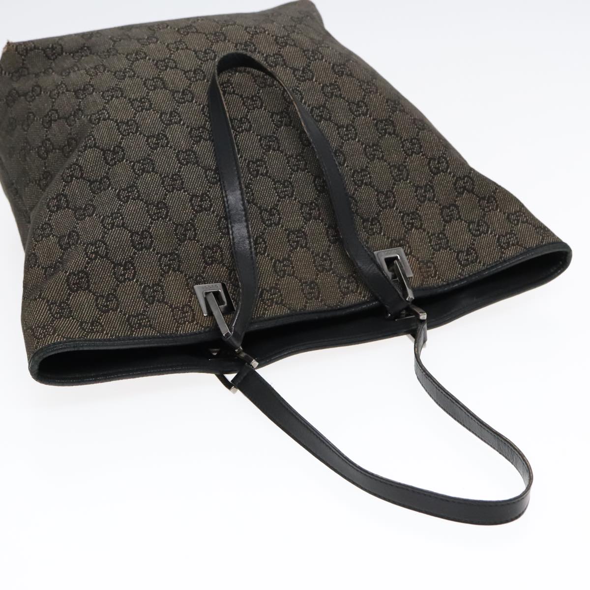 GUCCI GG Canvas Tote Bag Black Silver 31243 90627