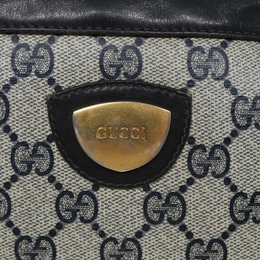 GUCCI GG Supreme Shoulder Bag PVC Leather Navy Gold 90635